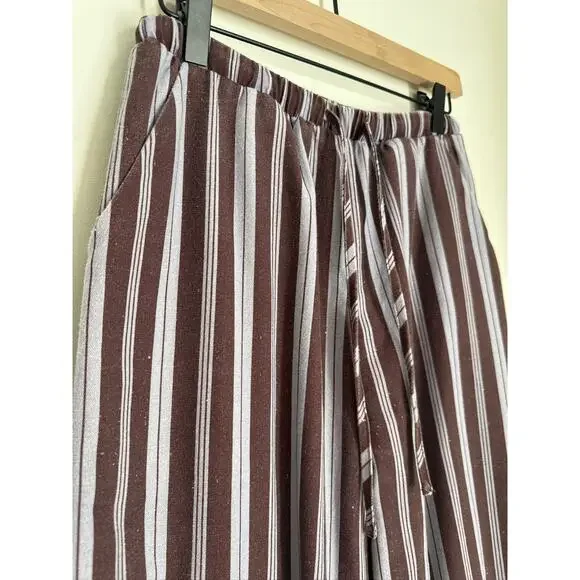Peppermayo Fresh Face Linen Low Rise Baggy Pants in Brown and Purple Stripes, 4 - Picture 3 of 8